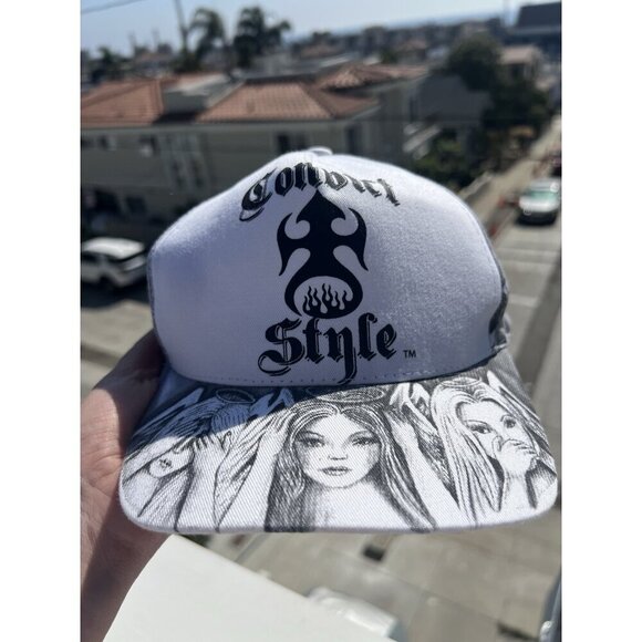 RARE Convict Style hand-drawn white gray cap streetwear skater vintage Y2K - Picture 9 of 9